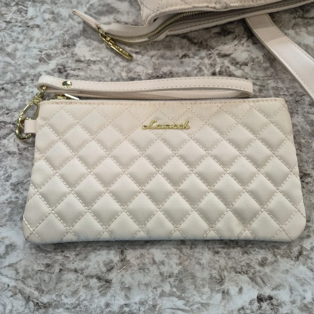Lovevook Lap Top Bag,Women Quilted Tote Bag Ivory, 15.6